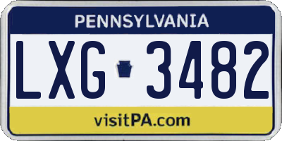 PA license plate LXG3482