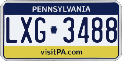 PA license plate LXG3488