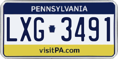 PA license plate LXG3491