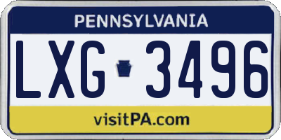 PA license plate LXG3496