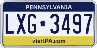 PA license plate LXG3497