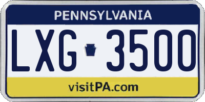 PA license plate LXG3500