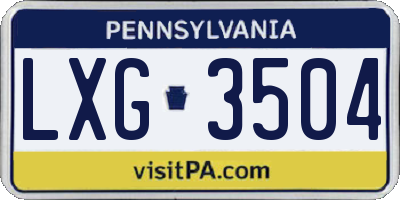 PA license plate LXG3504