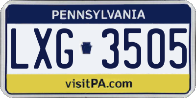 PA license plate LXG3505