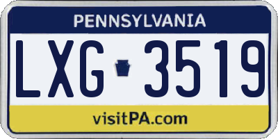 PA license plate LXG3519