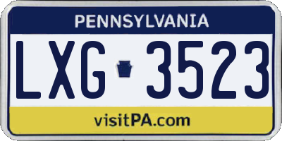 PA license plate LXG3523