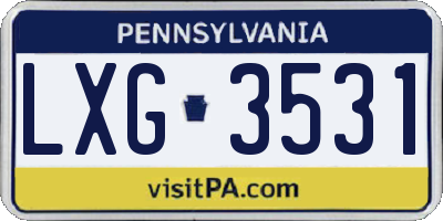 PA license plate LXG3531