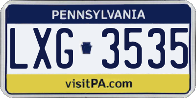 PA license plate LXG3535