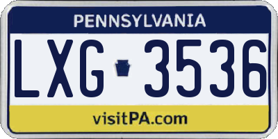 PA license plate LXG3536