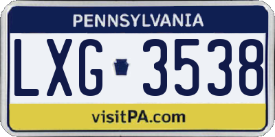 PA license plate LXG3538