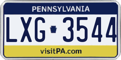 PA license plate LXG3544