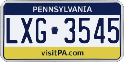 PA license plate LXG3545