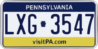 PA license plate LXG3547