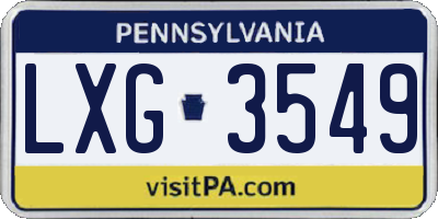 PA license plate LXG3549