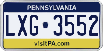 PA license plate LXG3552