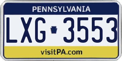 PA license plate LXG3553