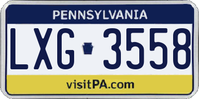 PA license plate LXG3558