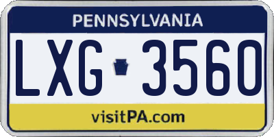 PA license plate LXG3560