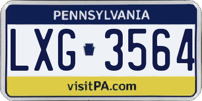 PA license plate LXG3564