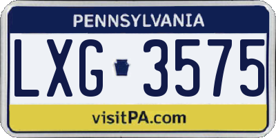 PA license plate LXG3575