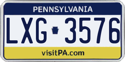 PA license plate LXG3576