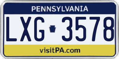 PA license plate LXG3578