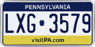 PA license plate LXG3579