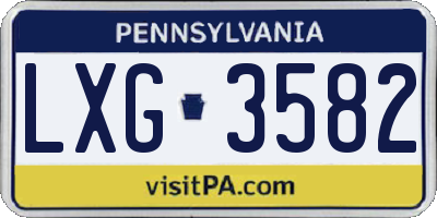 PA license plate LXG3582
