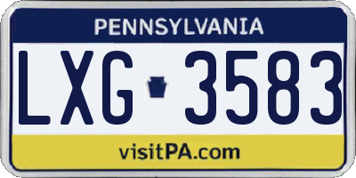 PA license plate LXG3583