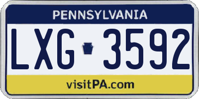 PA license plate LXG3592