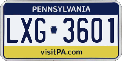 PA license plate LXG3601