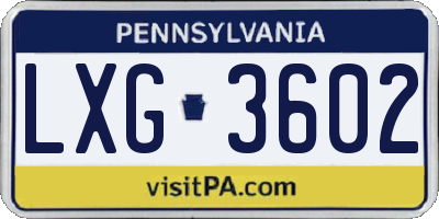 PA license plate LXG3602