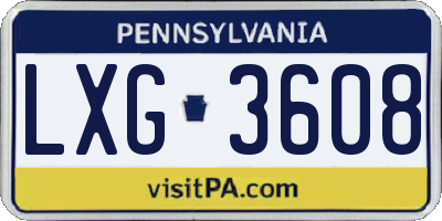 PA license plate LXG3608