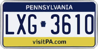 PA license plate LXG3610
