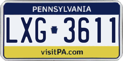 PA license plate LXG3611