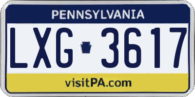 PA license plate LXG3617