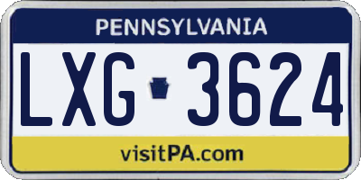 PA license plate LXG3624