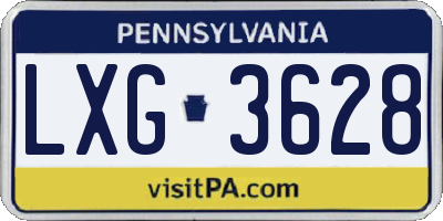 PA license plate LXG3628