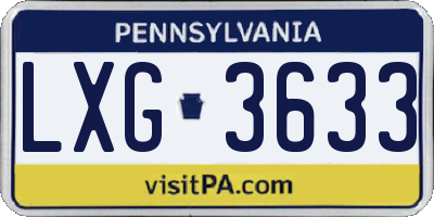 PA license plate LXG3633