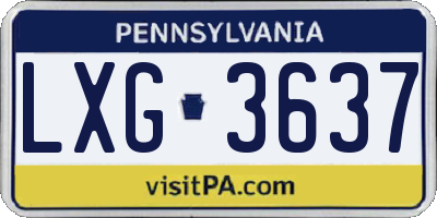 PA license plate LXG3637