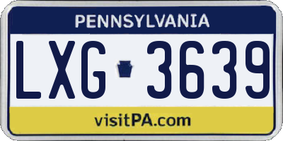 PA license plate LXG3639