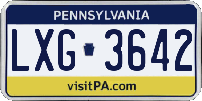 PA license plate LXG3642