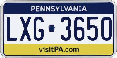 PA license plate LXG3650