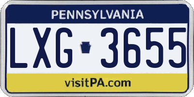 PA license plate LXG3655
