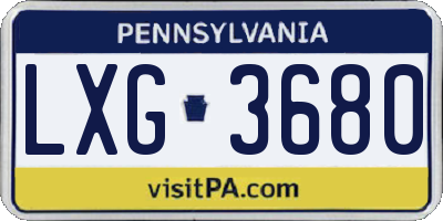 PA license plate LXG3680