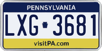 PA license plate LXG3681