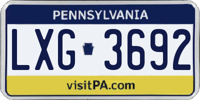 PA license plate LXG3692