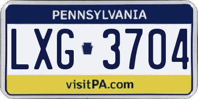 PA license plate LXG3704