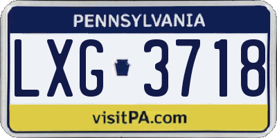 PA license plate LXG3718