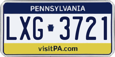 PA license plate LXG3721